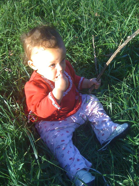 Playing in the grass